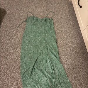 Zara Green Patterned Midi Dress